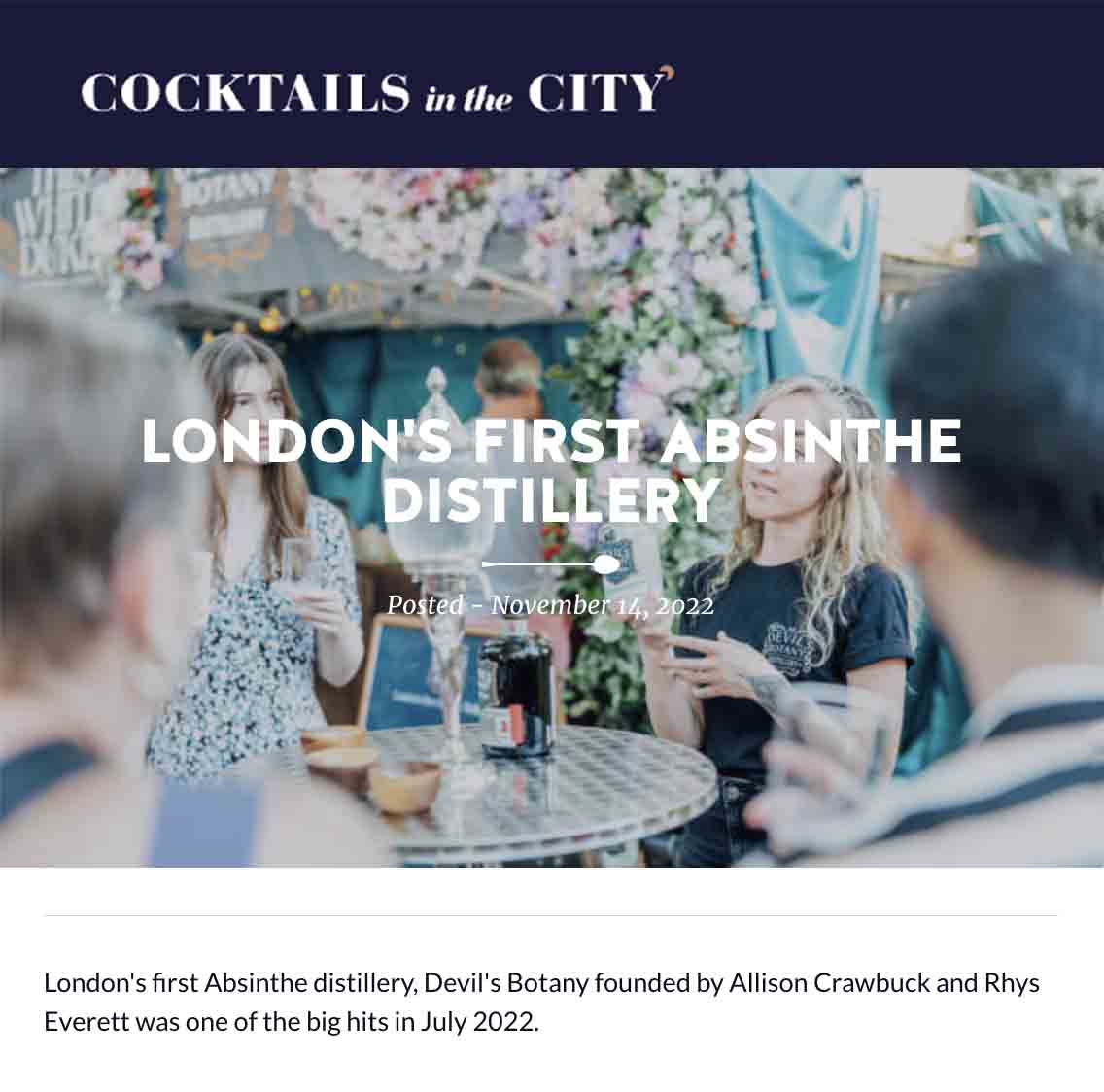 Devil's Botany - London's First Absinthe Distillery - Absinthe Distillery in London - Order Absinthe Online
